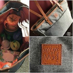 Mini n Mod Gray and Tan Diaper Bag